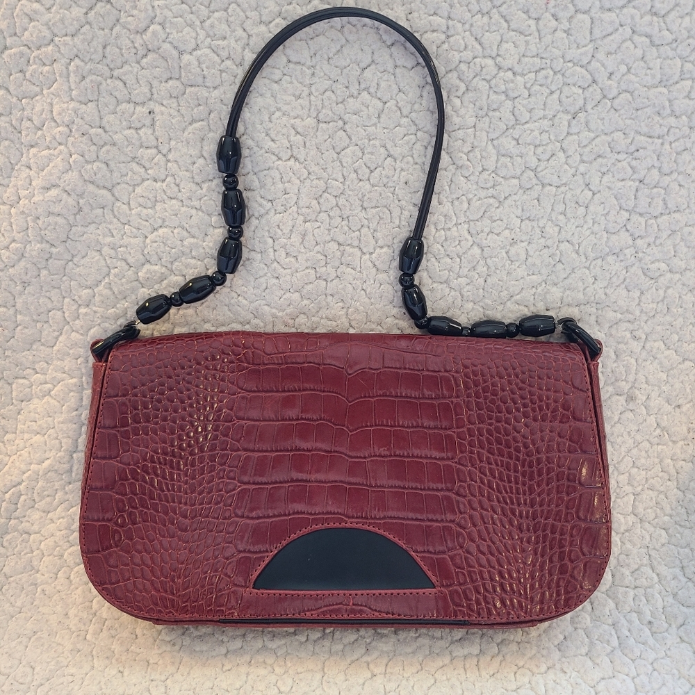 Carla Mancini deep red leather shoulder bag